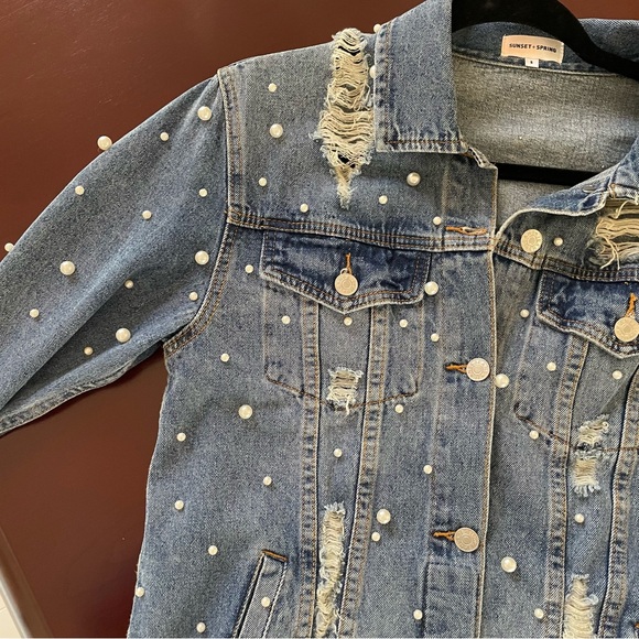 Sunset + Spring pearl denim jacket - Picture 8 of 10